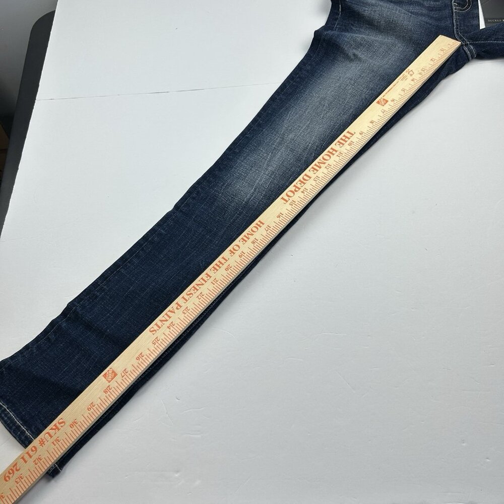 Buckle Black BKE Jeans Womens 25x32 Blue Skinny Fit No 53 Ripped Dark Wash Denim - Picture 16 of 16